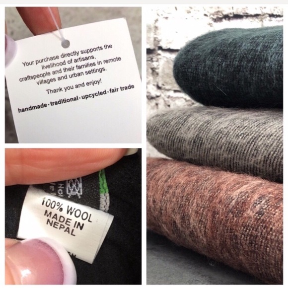 Ash Fingerless Gloves Boho Wool Made in Nepal SOFT - Picture 8 of 8